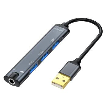 Переходник с USB на 3,5 мм, аудиоразъем для ноутбука,  док-станция OTG для клавиатуры, U-диска, мыши