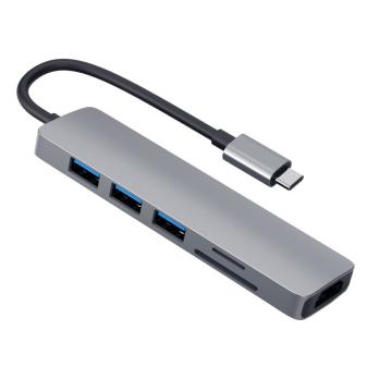 Адаптер USB C для USB-концентратора 6 в 1, концентратор типа C с 4K HDTV и портами USB 3,0 для передачи данных, 5 Гбит/с, слоты SD/TF, совместимый с MacBook